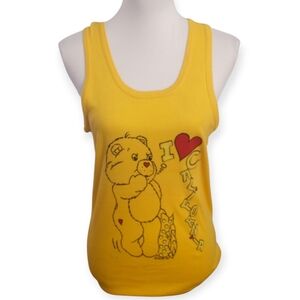 Exclusive Yellow Tank Top with Care Bear Graphic Sz.L GUC